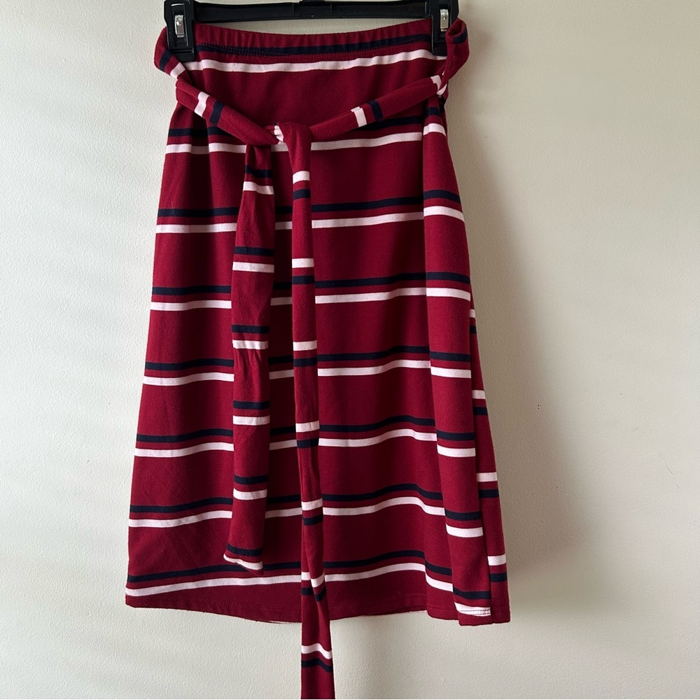 5 FOR $25 | Sweet Claire Midi Pencil Skirt Stripe Maroon Navy White L